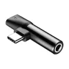 Baseus audio-adapter USB-C naar minijack 3,5 mm + USB-C (zwart)