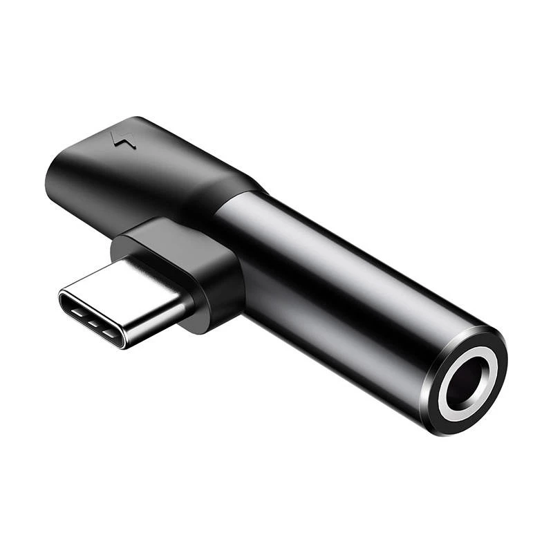 Baseus audio-adapter USB-C naar minijack 3,5 mm + USB-C (zwart)