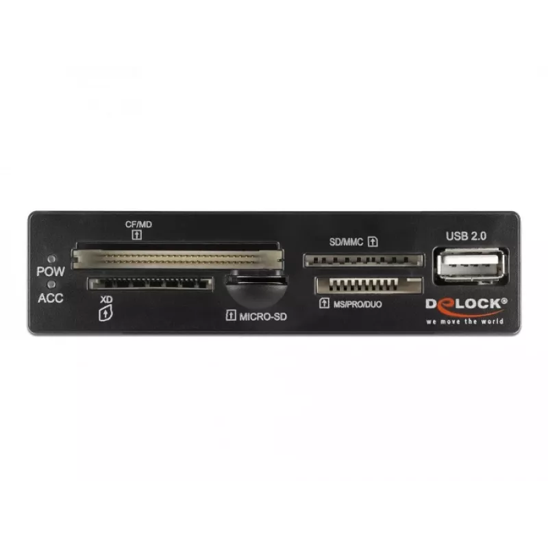 DeLOCK 91708 kaartlezer USB 2.0 intern zwart grijs CF SD MicroSD