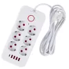 Stekkerdoos MACLEAN MCE391 W — 6 stopcontacten, 4×USB-A + 1×USB-C, 3 m kabel, 110–240 V, 2500 W, wit