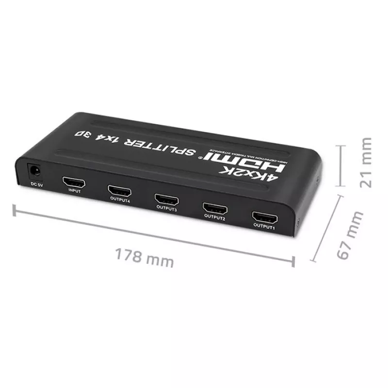 Qoltec 51798 actieve HDMI-splitter 4 x HDMI 4K x 2K | 3.4Gb/s
