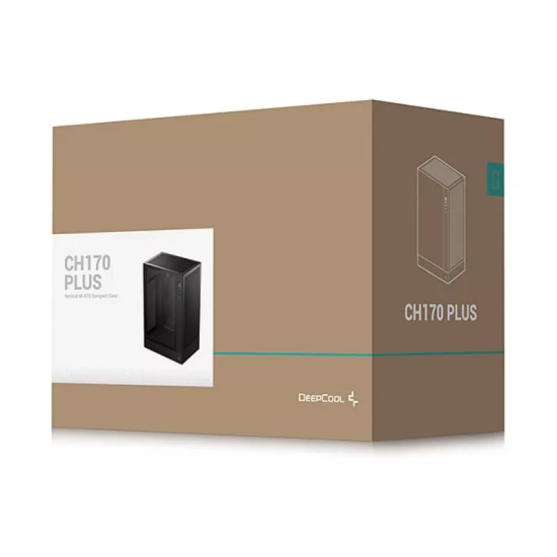 PC-behuizing DeepCool CH170 PLUS tower zwart – micro-ATX/mini-ITX, gehard glas, USB-C, voeding boven