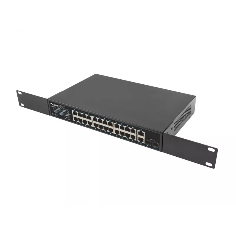 Unmanaged LANBERG switch RSGE-24P-2GE-2S-360 met 24 RJ-45 ethernetpoorten