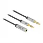 Delock - headsetadapter - mini-phone stereo 3,5 mm 4-polig female naar stereo mini-jack male - 27cm - zwart (66740)