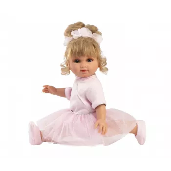Babypop Llorens Elena Ballerina hoogte 35 mm stof en vinyl beige roze wit aanbevolen vanaf 3+