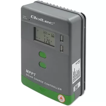 Qoltec, solar MPPT-laadregelaar met temperatuursensor 20A 12V/24V display LCD 2 X USB