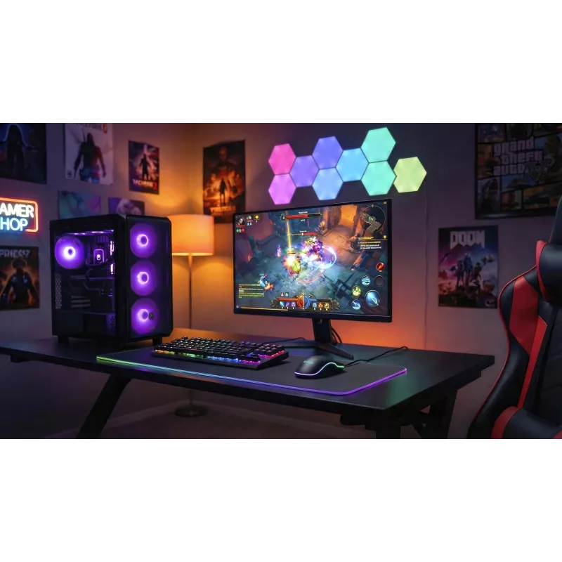 Bedrade verwarmde gaming-muis ActiveJet AMY-W390 — dubbelhandig, optisch 2000 DPI, USB Type-A, 4 knoppen, zwart