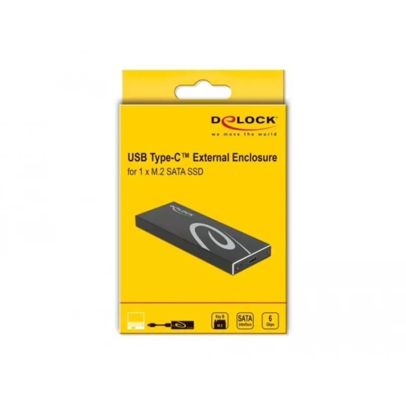 SSD-behuizing DeLOCK 42003 externe behuizing voor M.2 SATA SSD met USB Type-C