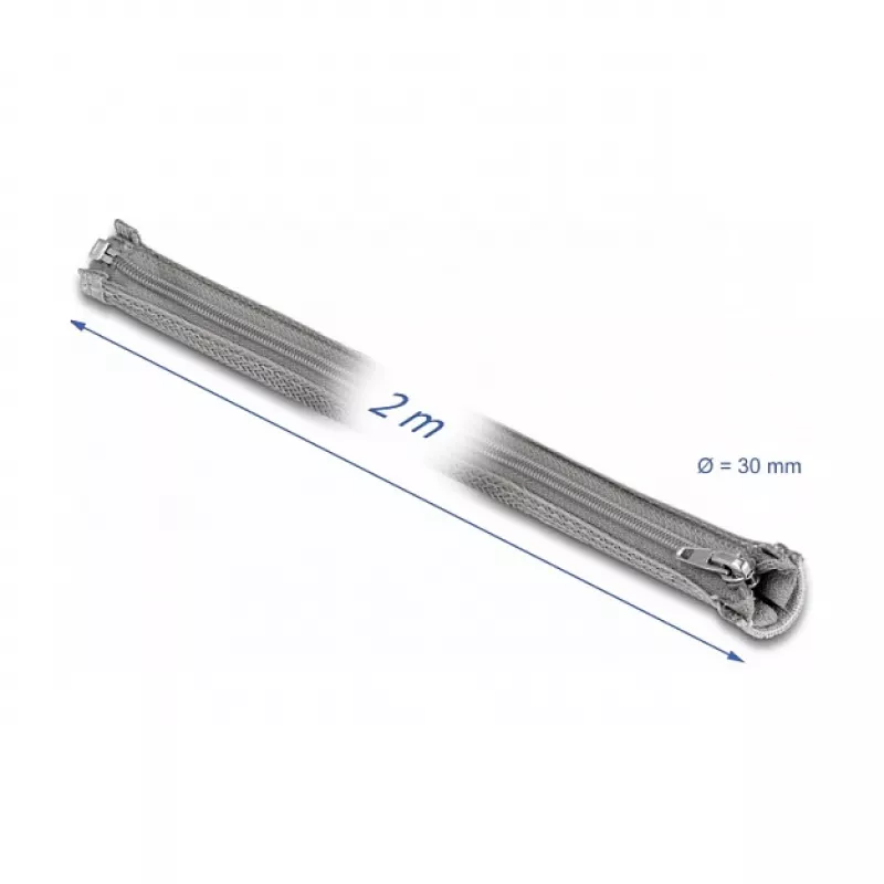 Gevlochten slang DeLOCK 20831 2m x 30mm grijs