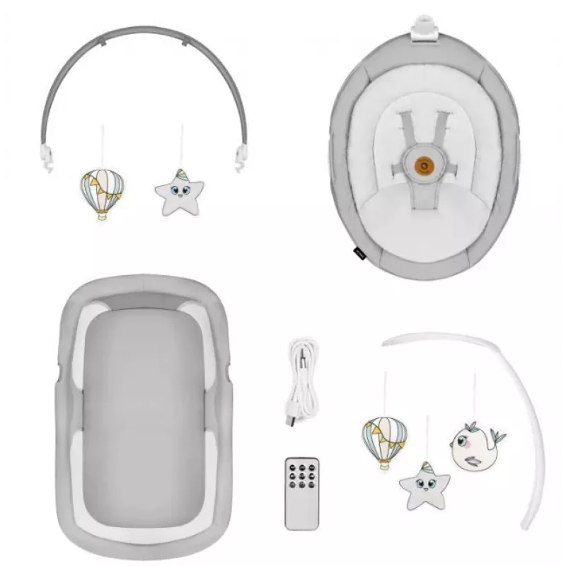 Wieg / schommelwieg Lionelo Bella set grijs beton – babybed met schommel functie