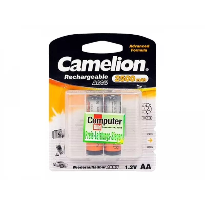 Oplaadbare Ni-MH AA/HR6 accu's CAMELION 2500 mAh, 2 stuks