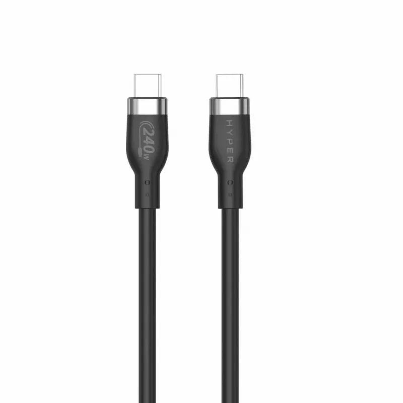 HYPER HyperJuice 240W Siliconen USB-C naar USB-C kabel (1,8m/2m) - Zwart