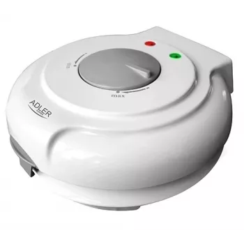 Wafelijzer Adler AD 3038 – enkele ronde wafel, 1500 W, instelbare thermostaat, antiaanbakplaten, grijs/wit