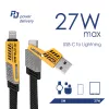 Akyga AK-USB-57 gevlochten 4-in-1-kabel USB-A/USB-C naar USB-C/Lightning, USB 2.0, 65 W, 1 m, grijs