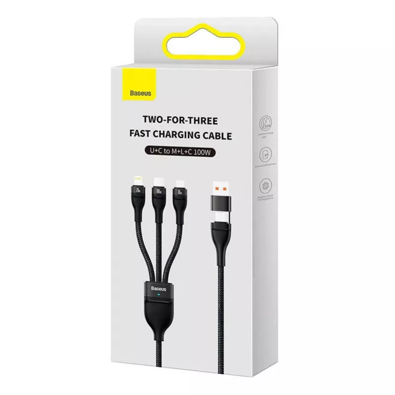 USB-kabel Baseus CASS030101 1,2 m USB-A/USB-C USB-C/Micro-USB-B/Lightning zwart