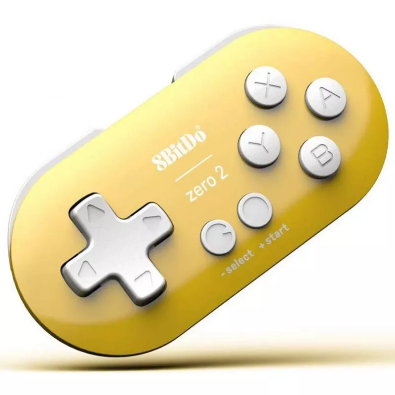 Draadloze gamecontroller 8BitDo Zero 2 geel — Bluetooth, compact zakformaat, RET00221