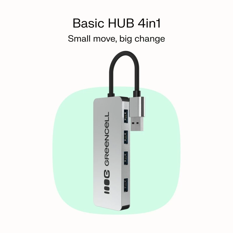 USB-hub Green Cell HUB-GC-A4A — 4-poorts USB-A 3.0-hub