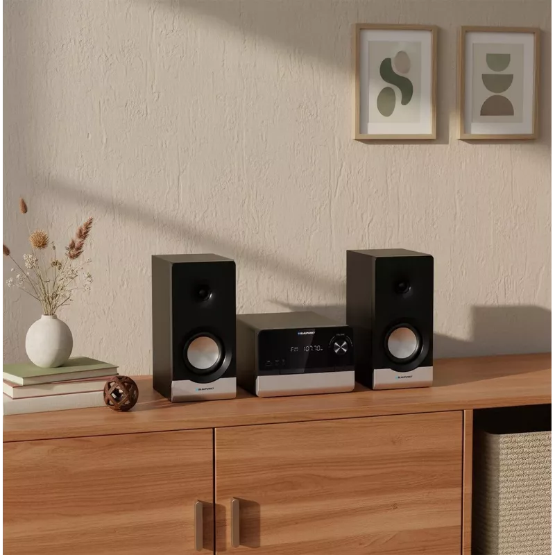 Home-audio-microsysteem BLAUPUNKT MS40.2BT — 2×50 W RMS, Bluetooth, CD, USB, HDMI ARC, optische ingang, LED-display (zwart)