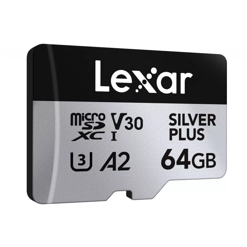 MicroSD-kaart Lexar 64 GB UHS-I klasse 3 SILVER PLUS