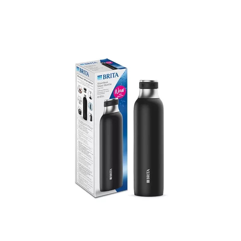 BRITA carbonisatiefles 650 ml, RVS, zwart, vaatwasbestendig