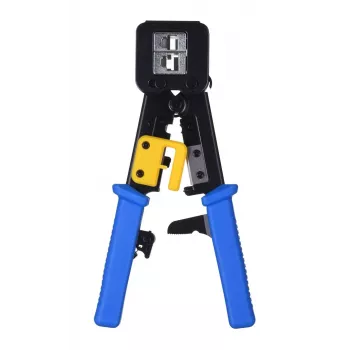 Krimptang Alantec NI040 voor RJ-45-stekkers, staalconstructie, kunststof handgrepen, zwart/blauw