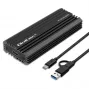 Externe SSD-behuizing QOLTEC NV2270 voor M.2 SATA/NVMe-schijven, USB-C, tot 2 TB