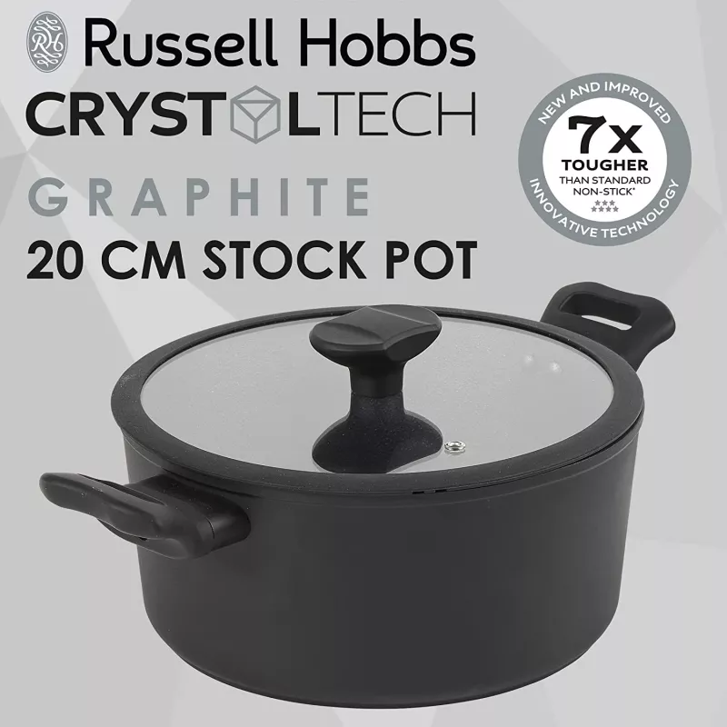 Vleespan Russell Hobbs RH01863EU7 20 cm Crystaltech pannenset RVS glazen deksel