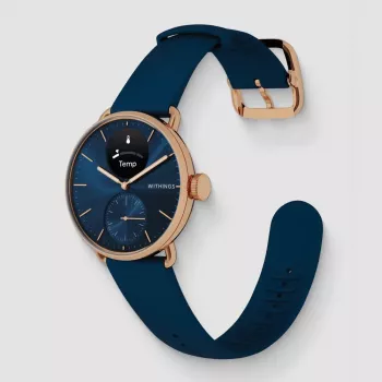Withings ScanWatch 2 - horloge met ECG, hartslag, SpO2, activiteits- en slaaptracking (38 mm, blauw roségoud)