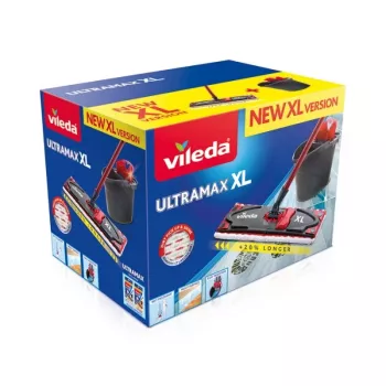 VILEDA wismop Ultramax XL Box — wasbare microvezel-360°-draaikop, opvouwbaar, voor harde vloeren