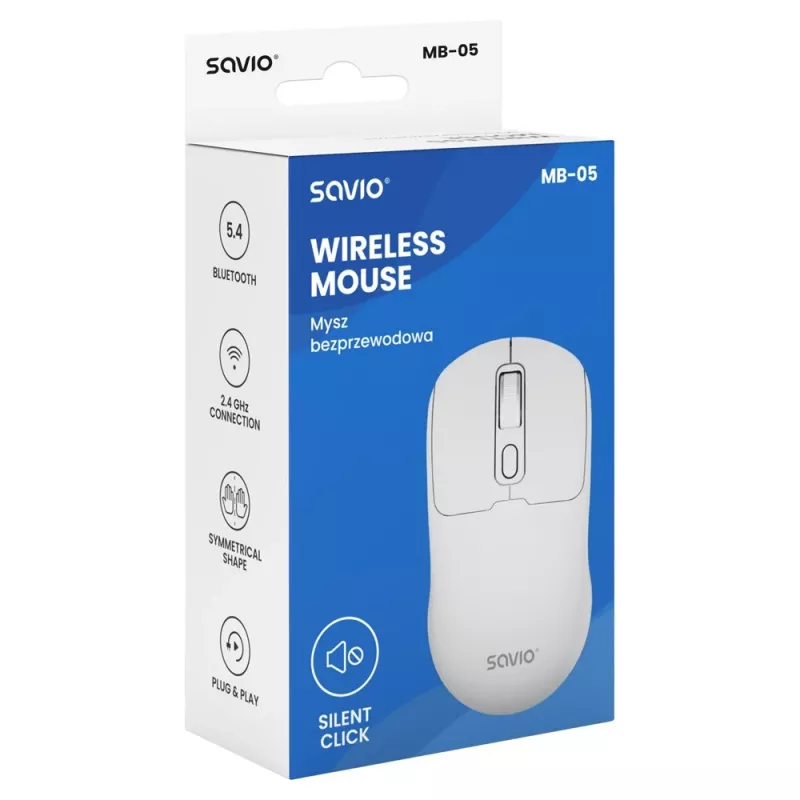 Savio MB-05 muis universeel dubbelhandig Bluetooth 1600 DPI