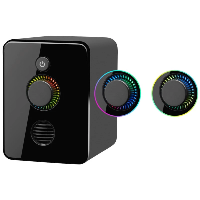 Defender V12 65212 2.1 computerluidsprekers, 11 W, 5 W subwoofer, USB-voeding, led-verlichting, zwart, 115 x 130 x 223 mm