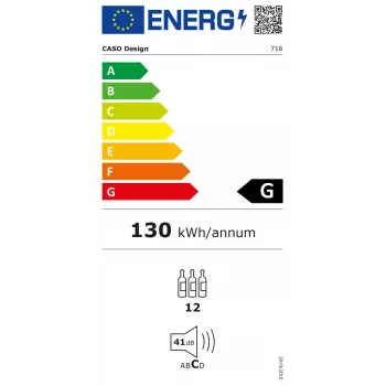 Caso | wijnkoelkast | WineExclusive 12 | energie-efficiëntieklasse G | flessencapaciteit 12 | koeltechnologie compressor | zwart