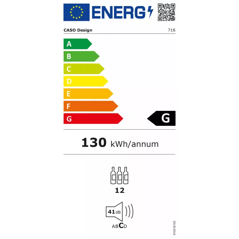 Caso | wijnkoelkast | WineExclusive 12 | energie-efficiëntieklasse G | flessencapaciteit 12 | koeltechnologie compressor | zwart