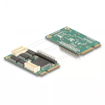 Interne Mini-PCIe-interfaceadapter DELOCK 95279 — seriële host, Mini-PCIe-uitgang, RS-232-ondersteuning, 460,8 Kbit/s, FIFO 256 B, 30×51×10 mm