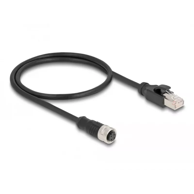 DeLOCK M12-adapterkabel D-gecodeerd 4-polig bus naar RJ45 stekker 50 cm