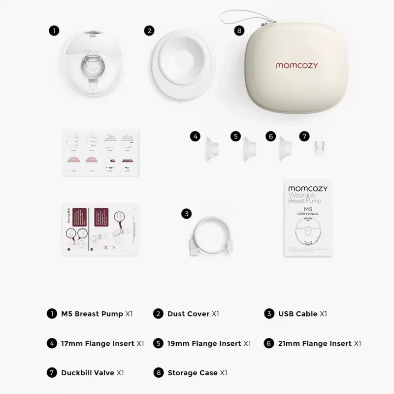 Borstkolf Momcozy BP179-GR00BA-A 160 ml elektronisch batterij netadapter