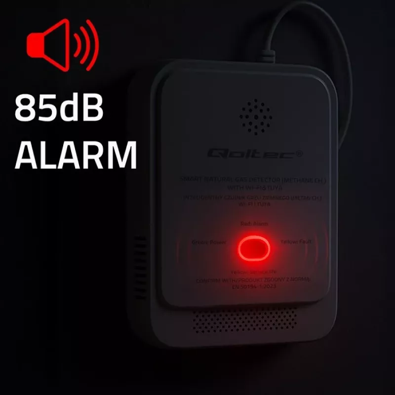 Gaslekdetector QOLTEC NG Tuya — aardgas (CH4)-detector, smart Tuya-compatibel