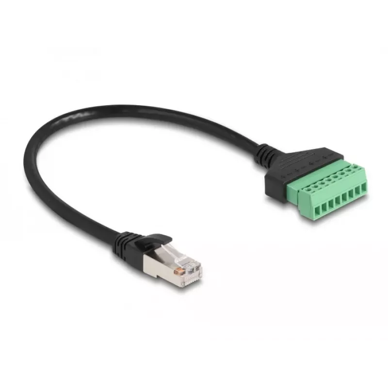 DeLOCK RJ45-kabel Cat.6 stekker naar klemmenstrookadapter 30 cm zwart groen