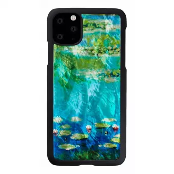 Telefoonhoesje iKins voor iPhone 11 Pro Max – waterlelie-design, zwart