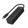 USB-hub Unitek uHUB Q4 – 4-poorts USB 3.2 Gen 1 (Type-A) hub, USB-C host, 5 Gbit/s, 10 W, zwart