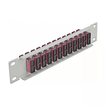 Glasvezel patchpaneel DeLOCK 10 inch 12 poorten SC duplex violet 1U grijs