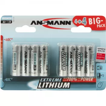 Wegwerpbatterij Ansmann 4+4 lithium AA
