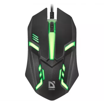 Bedrade optische muis DEFENDER CYBER MB-560L — dubbelhandig, 1200 DPI, USB Type-A, 2 knoppen, zwart
