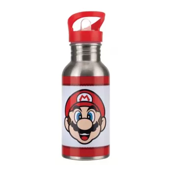 Paladone Super Mario metalen waterfles met rietje