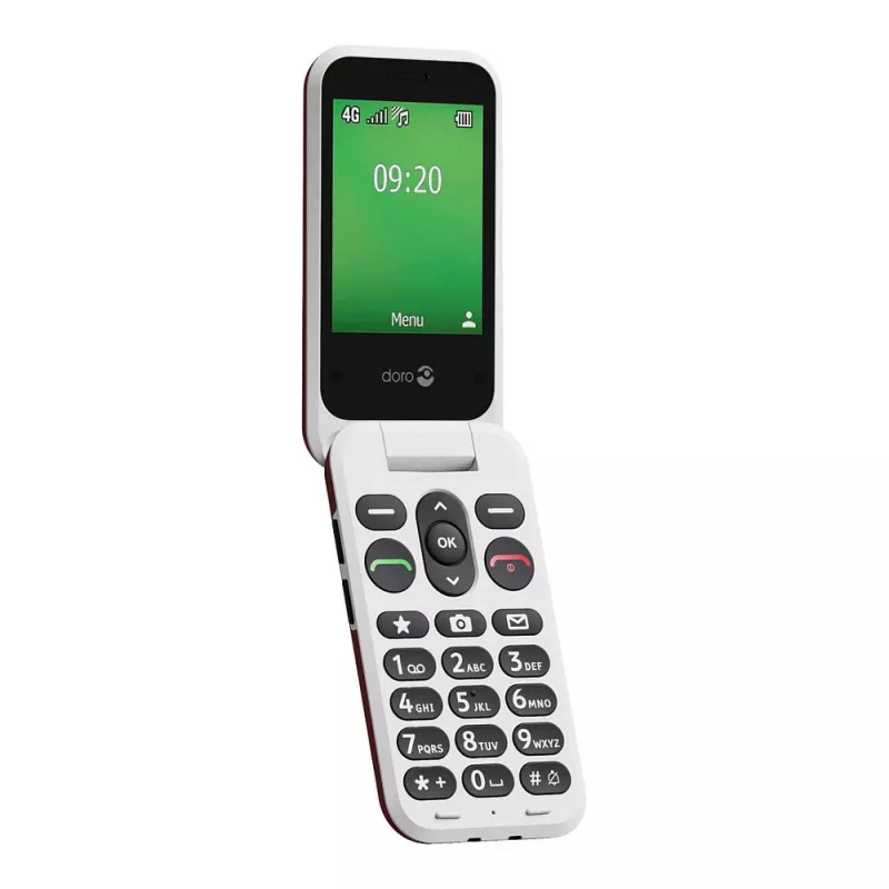 Feature-Phone Doro Leva E22 Klaptelefoon, 2,8 inch (7,11 cm) display, Single SIM, 0,3 MP camera, 1150 mAh, 127,8 g, rood/wit
