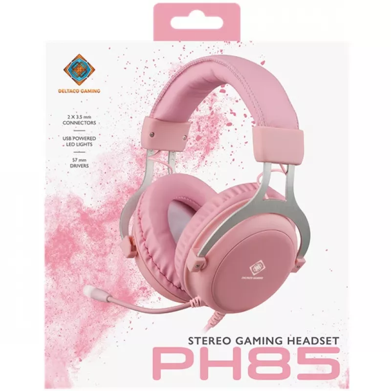 Deltaco GAM-030-P hoofdtelefoon en headset bedraad hoofdband gaming USB Type-A roze (GAM-030-P)