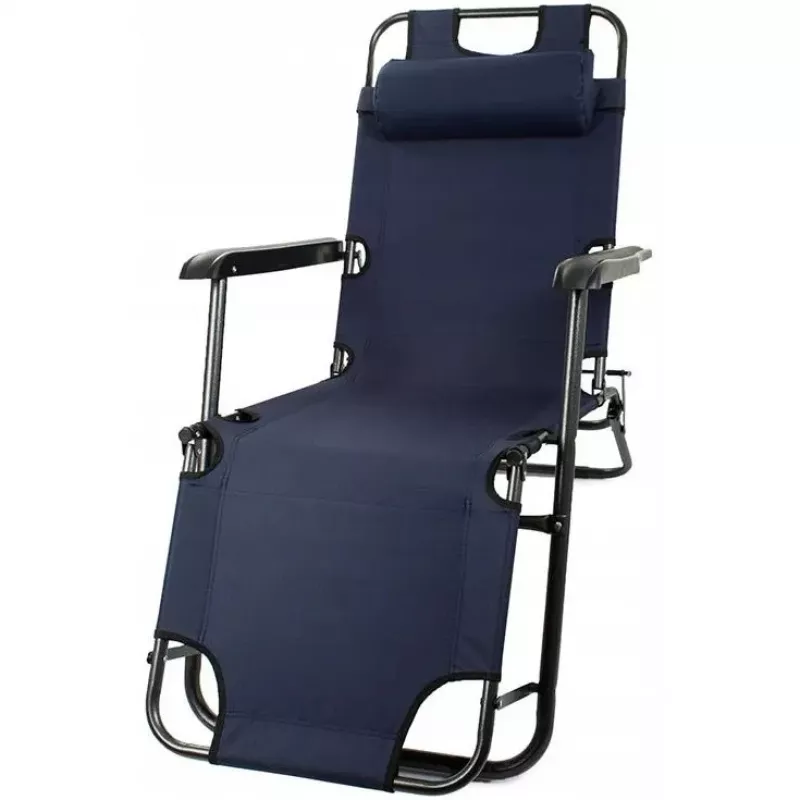 Opvouwbare tuinligstoel met kussen Black Forest, navyblauw