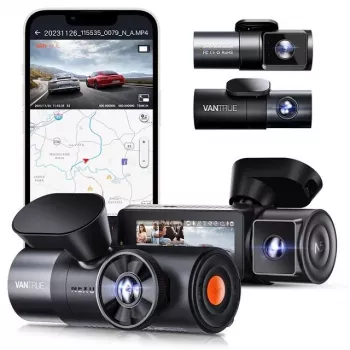 Dashcam VANTRUE N5 Nexus 5 — 4-kanaals dashcam, 2592×1944 hoofdcamera, 160° voor/binnen, GPS, WLAN, IPS-display, microSD tot 512 GB