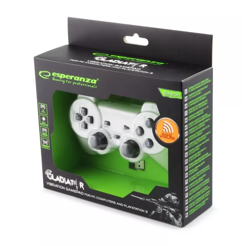 Esperanza EGG108W gaming-controller zwart, wit RF gamepad analoog / digitaal pc, PlayStation 3