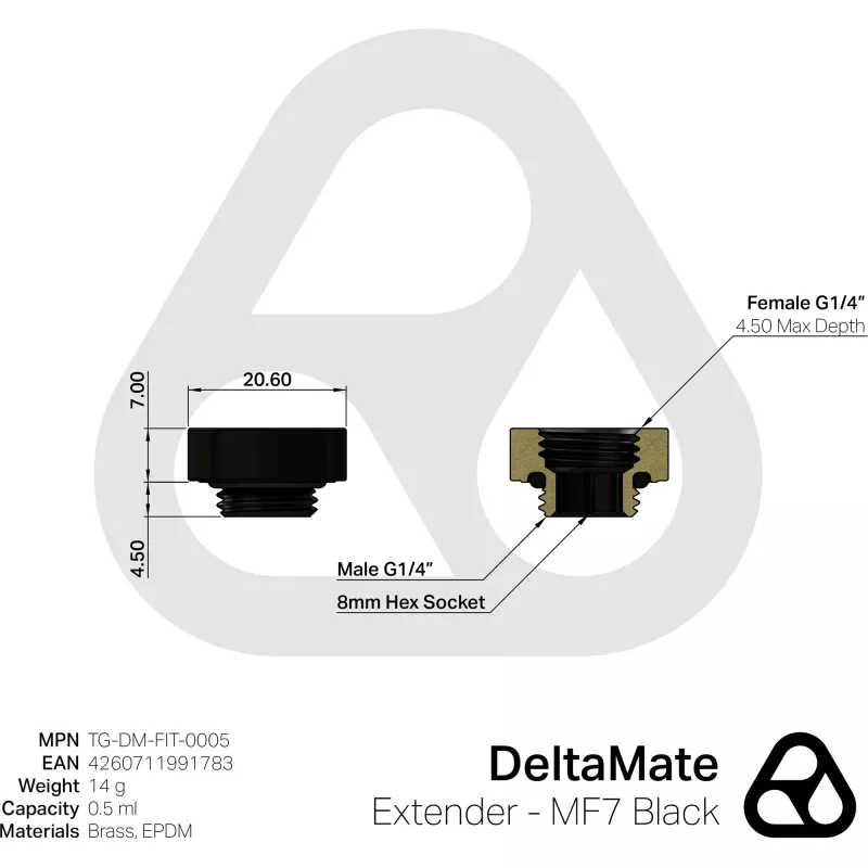 Thermal Grizzly DeltaMate Extender - MF7 zwart (TG-DM-FIT-0005)